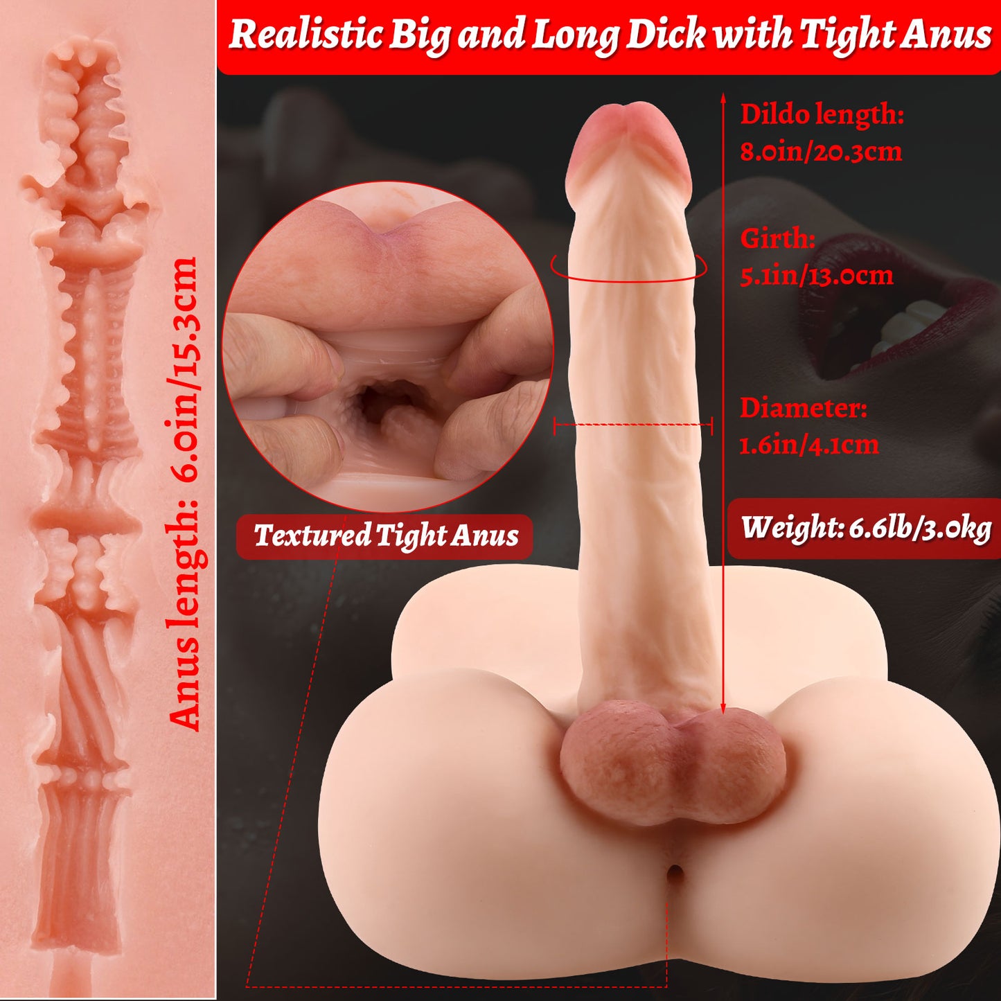 White Male Sex Doll for Women Men Sex Doll with Flexible Dildo Realistic Sex Huge 8in Cock for Female Masturbation, Male Masturbator Sex Toy for Women Men Gay Couple Adult Sex Doll for Men Sex 7lb