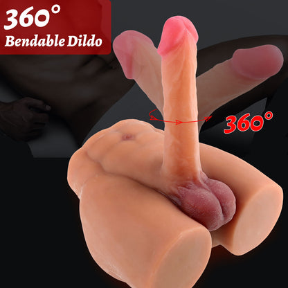 Yellow Male Sex Doll with Flexible Dildo Realistic Sex Huge Cock, Men Sex Dolls for Women Hole 8in Cock Sex Toys for Female Masturbation, Unisex Masturbator Tight Anal Sex Toy for Men Women Couple Gay 8lb