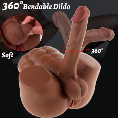 Brown Shemale Sex Doll with Flexible Dildo Realistic Sex Huge Cock Torso Sex Dolls for Women 8 in Cock Female Masturbation Unisex Masturbator Tight Pussy Anal Adult Toy Men Couple Women Gay Sex Toy 8lb